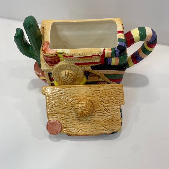 Vintage Tea-Nee Ceramic Tea Pot (8" w X 4" d X 6" h) Southwestern Sombrero 1995 - Picture 8 of 9